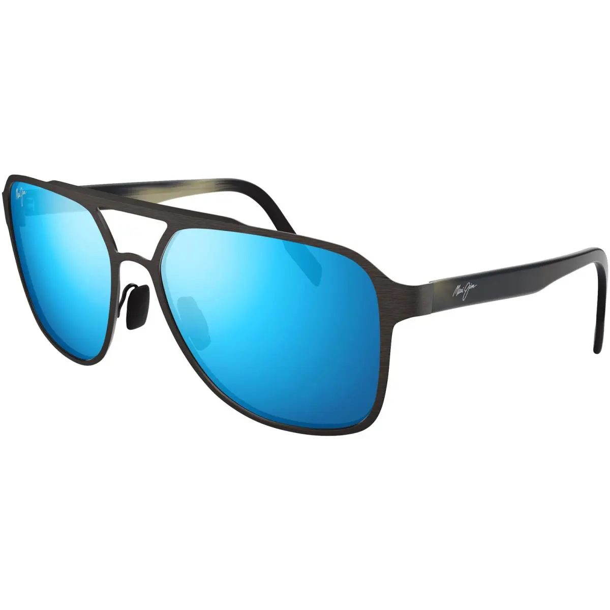 Maui Jim 2nd Reef Polarized Men`s Dark Gunmetal Navigator Sunglasses - B607 14 - Frame: Brushed Dark Gunmetal, Lens: Blue Hawaii