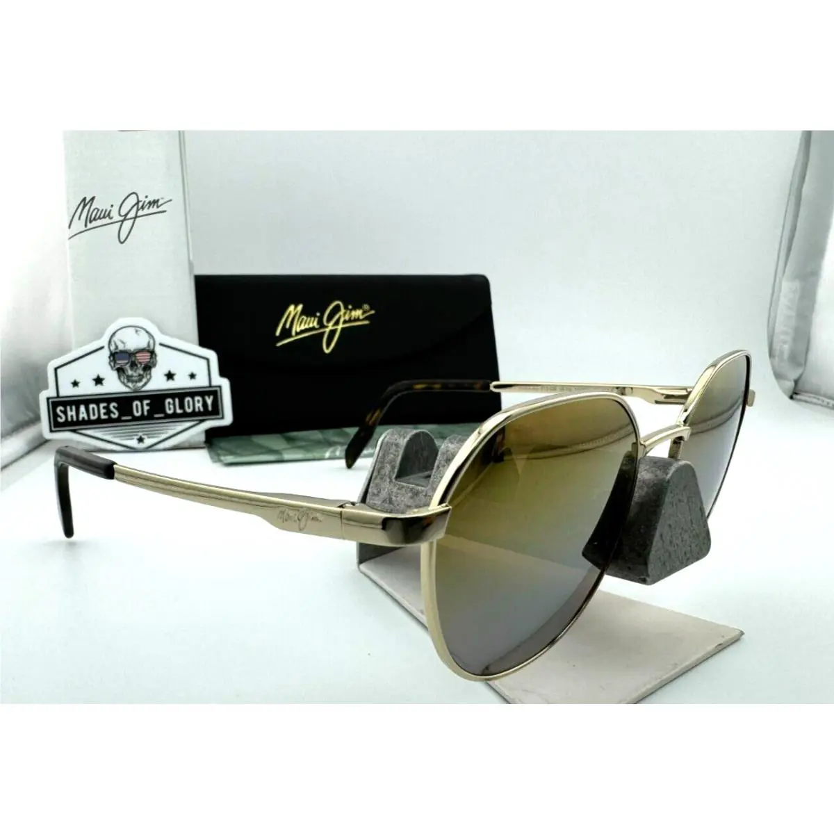 Maui Jim Hukilau MJ 845-16 Gold TO Silver Dual Mirror Polarized Sunglasses