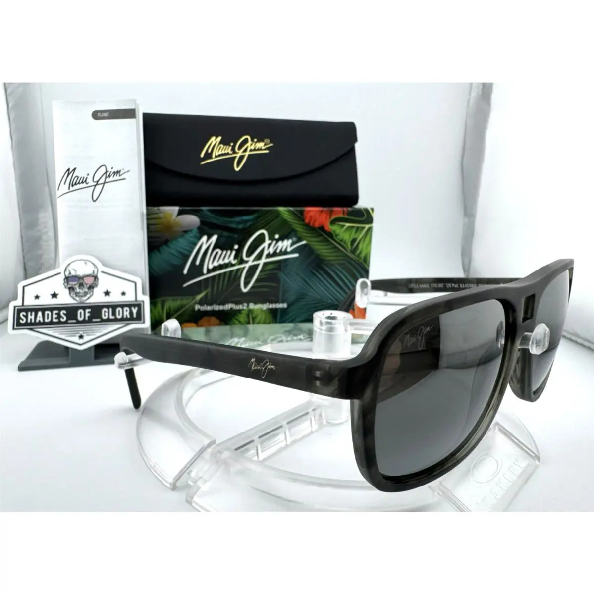 Maui Jim Little Maks MJ 771-15SM Matte Green Smoke Grey Polarized Sunglasses