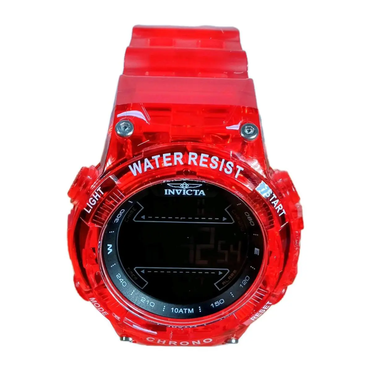 Invicta Pro Diver Men`s 21740 Led Digital Chronograph Watch Red Transparent. Nos