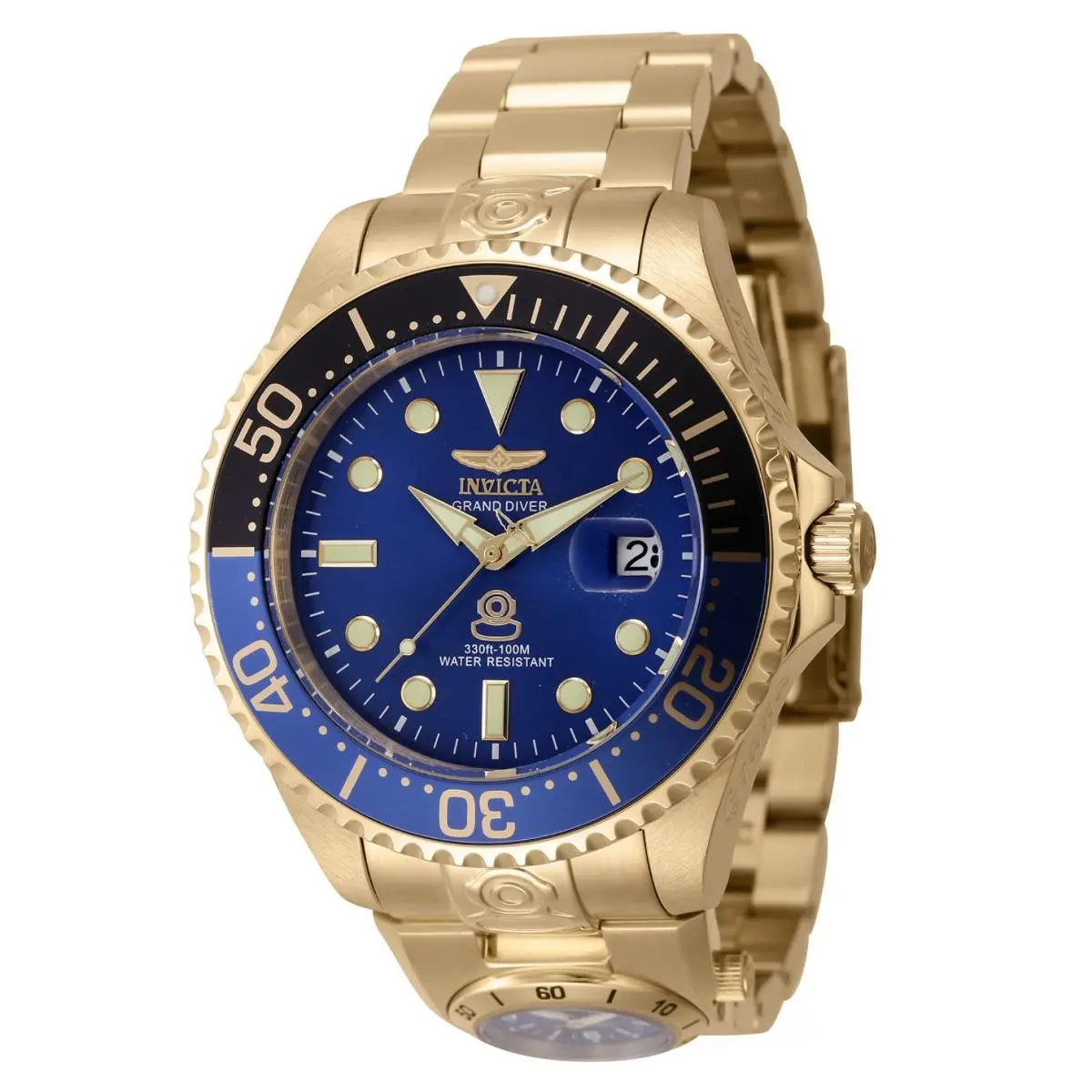 Invicta Men’s Grand Diver 47mm Gold Dual Time Automatic Stainless Watch