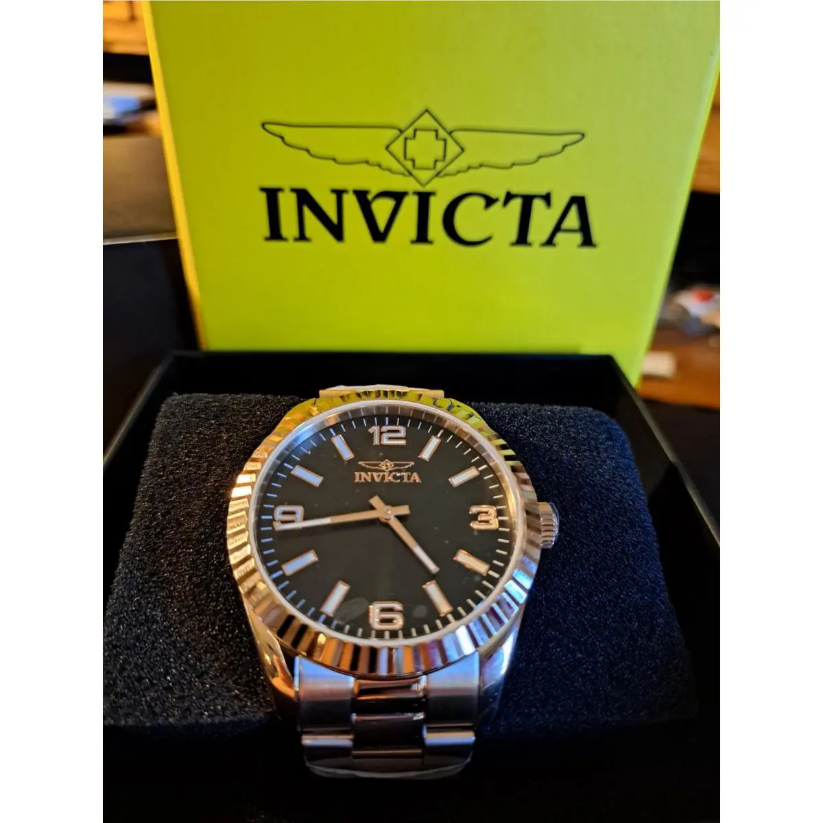 Invicta Specialty Men`s Watch 43mm 49683 Black Dial Silver Tone Band
