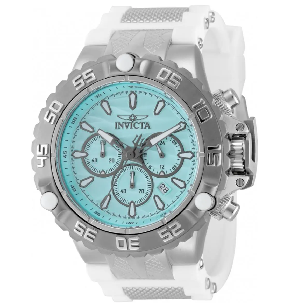 Invicta Subaqua Poseidon Arctic Surge Men`s 55mm Blue Dial Chrono Watch 48557 - Dial: Blue, White, Band: White, Bezel: Gray, Silver, White