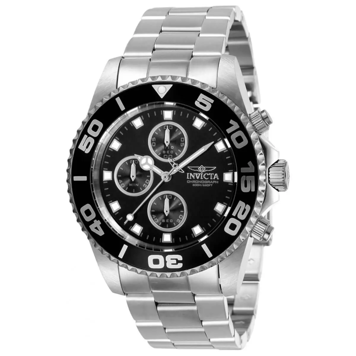 Invicta Men`s Watch Invicta Connection Chronograph Black Dial Bracelet 28689 - Dial: Black, Band: Silver