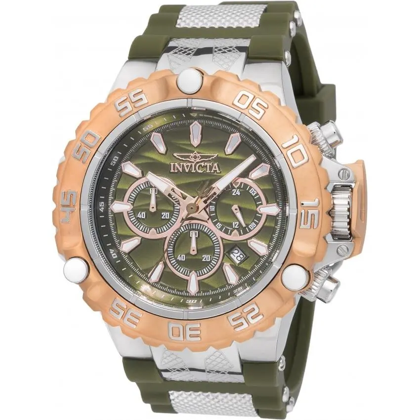 Invicta Subaqua Gmt Chronograph Olive Green and Rose Gold Dial Men`s Watch 48555