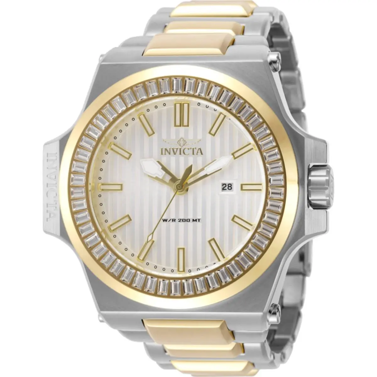 Invicta Men`s Watch Akula Silver Tone Dial Two Tone Bracelet Crystal 49134 - Dial: Silver, Band: Silver, Yellow