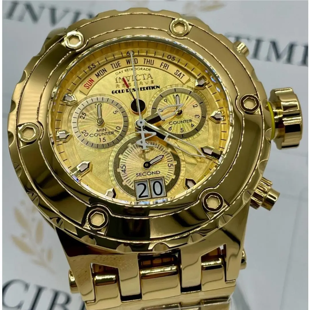 Invicta Reserve Swiss Ronda Gold Rush Edition Men`s Watch- 52mm Gold 48607