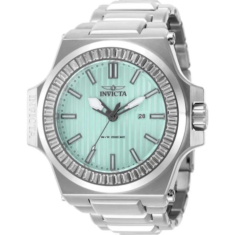 Invicta Mens 58mm Akula Quartz Dial Crystal Bezel Silver Tone 200m Watch