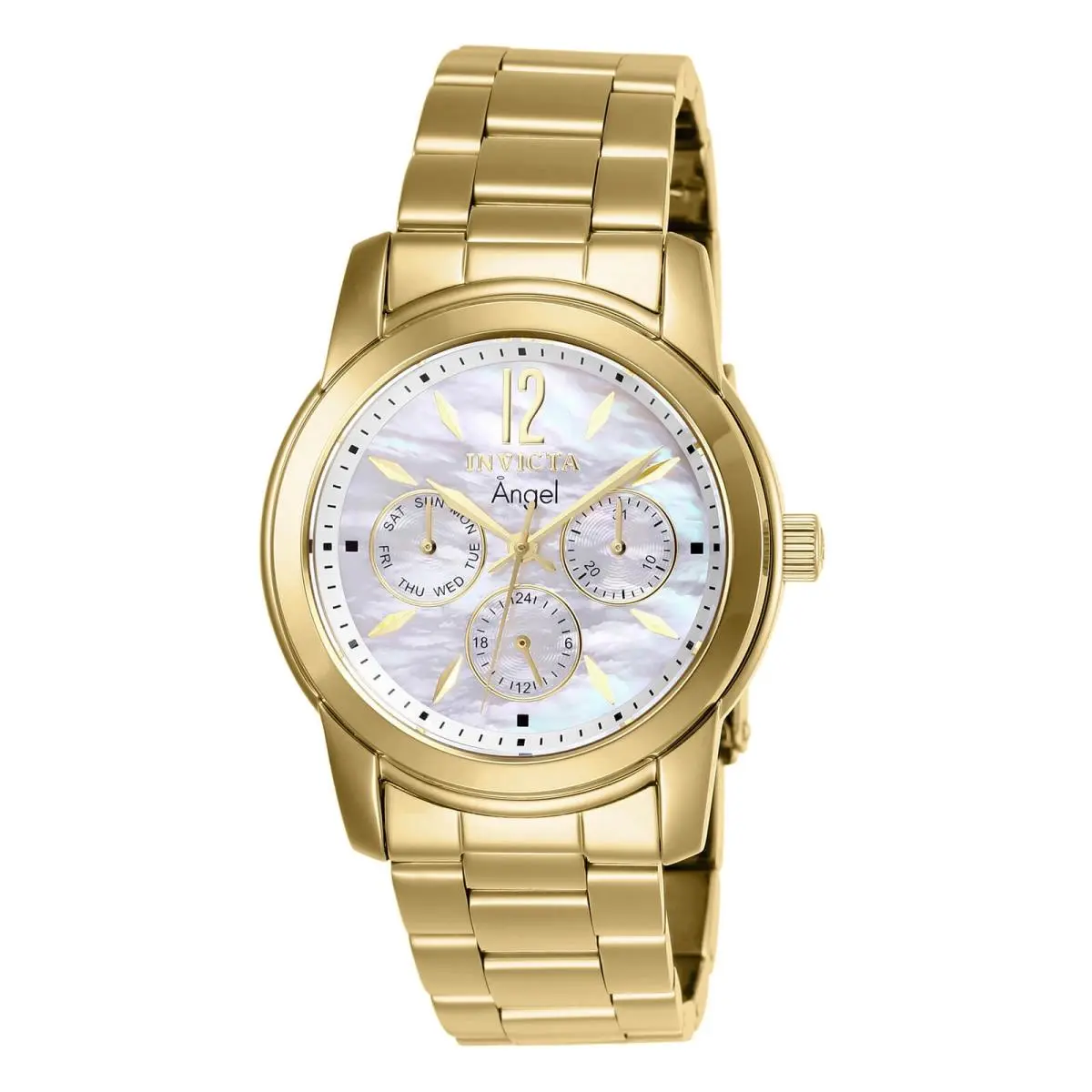 Women`s Watch Angel Mother of Pearl Dial Yellow Gold Steel Bracelet 0465 by Invicta