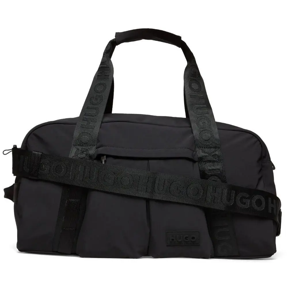 Hugo Boss Mens Black Lightweight 3D Logo Two-way Zip Polyester Holdall Bag OS
