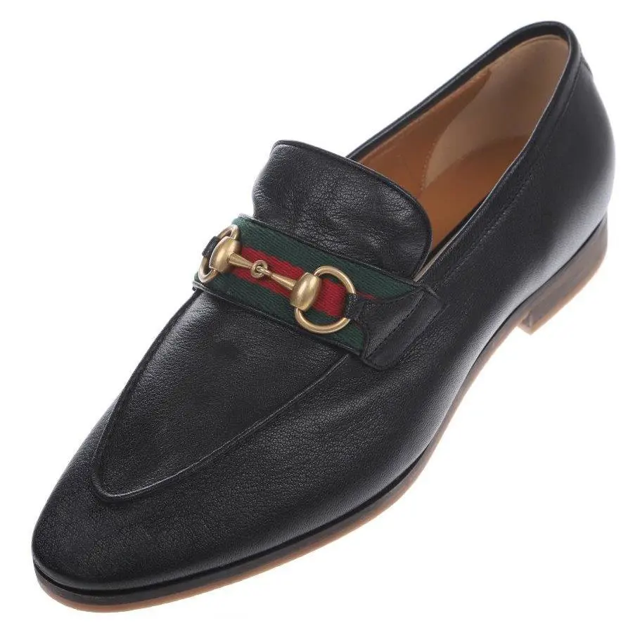 Gucci Black Web Horsebit Soft Leather Moccasin Loafers Shoes 9/US 9.5