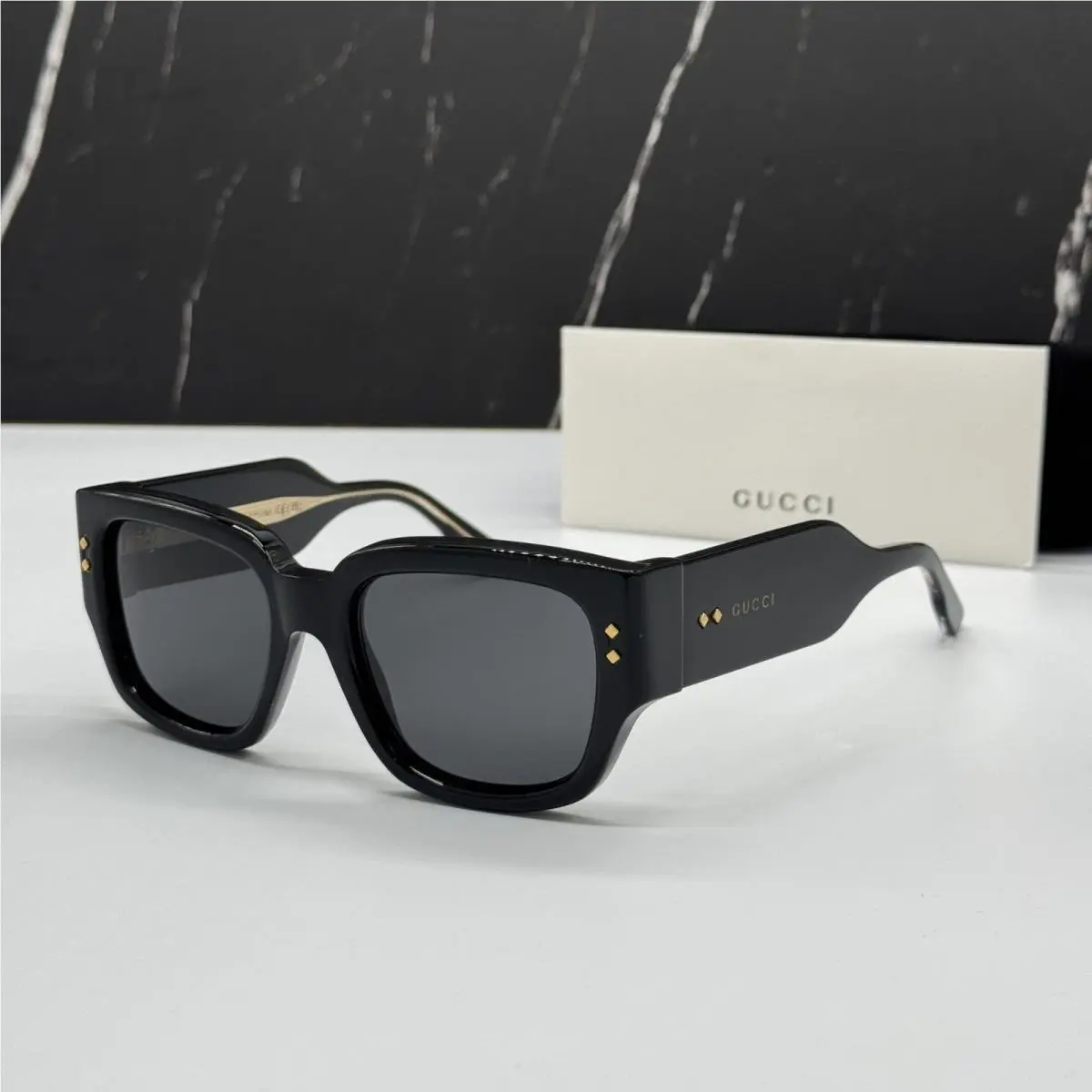 Gucci GG1261S 001 Black/gray Square Unisex Sunglasses Gucci Eyewear