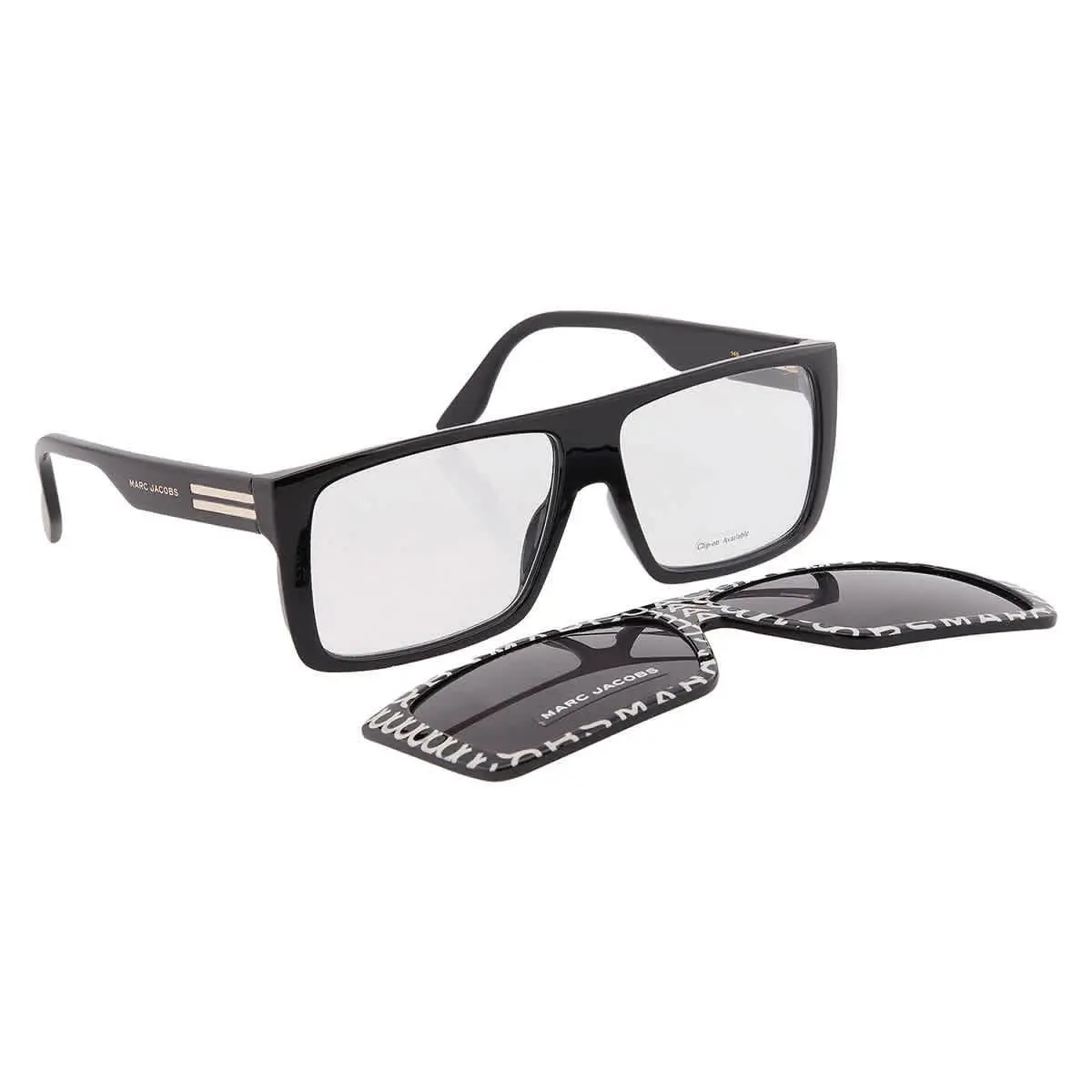 Marc Jacobs Pattern Black/grey Clip-on Square Men`s Eyeglasses Marc 672/CS