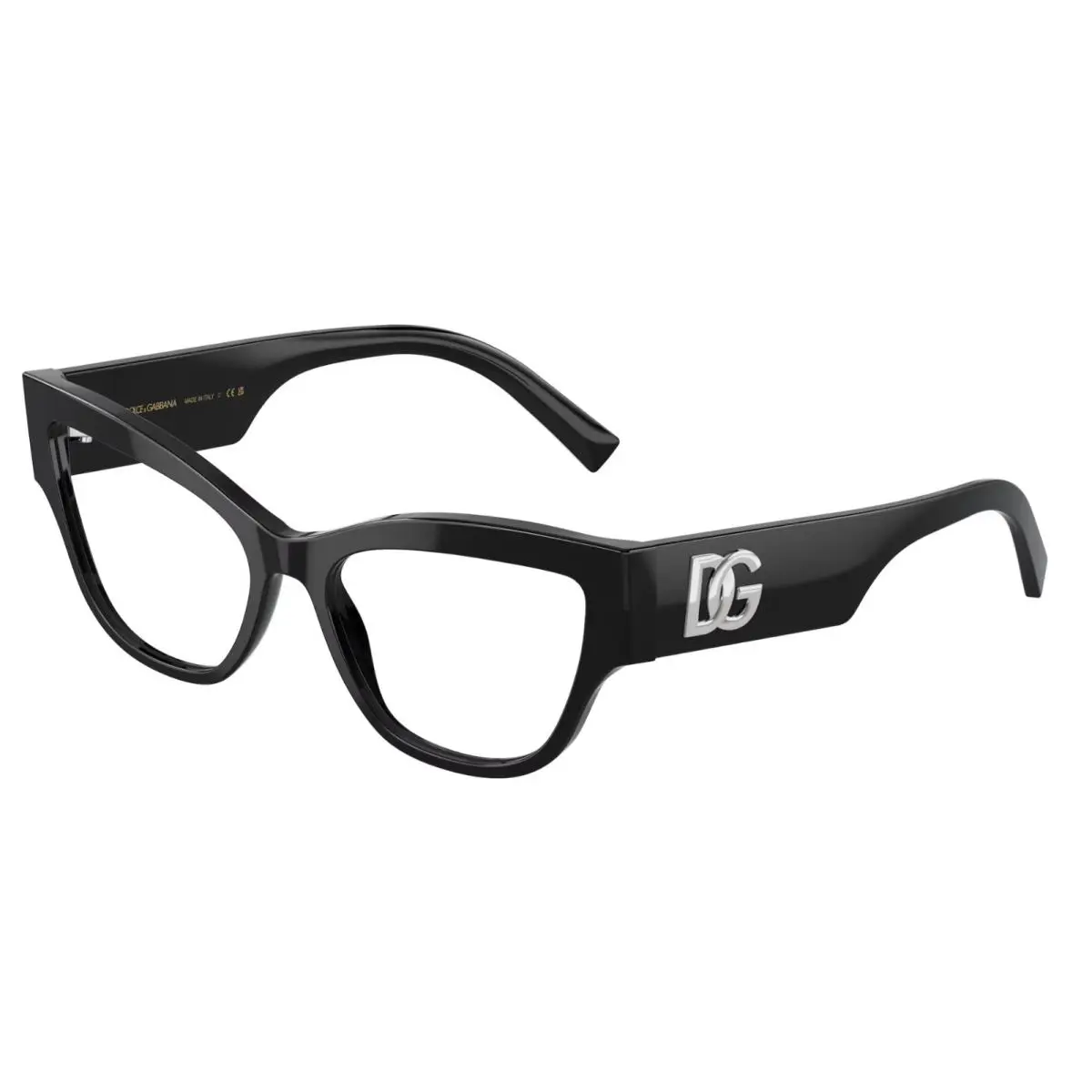 Dolce Gabbana Eyeglasses DG 3378 501 55-17 145 Shiny Black Cat Eye Frames