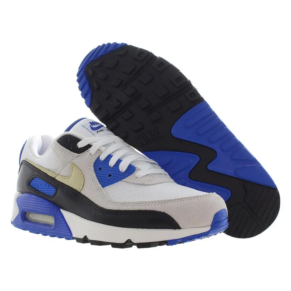 Nike Air Max 90 Premium Unisex Shoes Size 9.5 Color: White/khaki/racer - Blue, Main: Multi-Colored