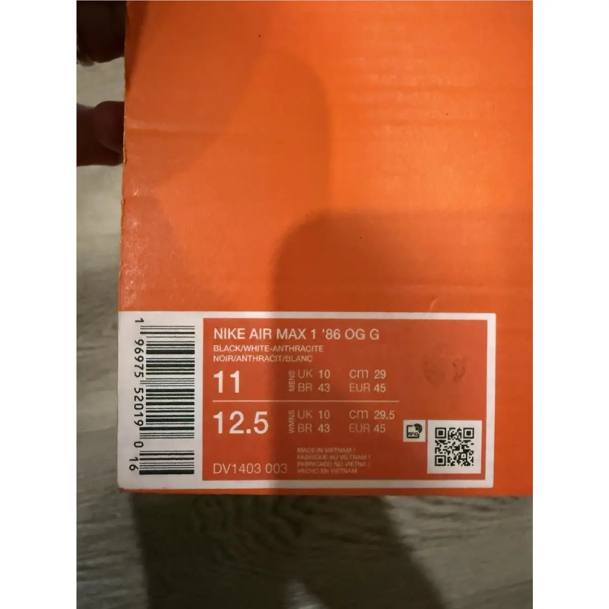 Nike shoes - Nike Air Max 1 - Air Max - DV1403-003 - Black, Manufacturer: Black/Anthracite/Gum Medium Brown/White 6