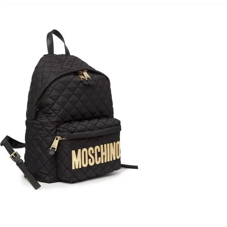 Moschino Milano Women’s Diamond Quilt Logo Backpack In Black Gold One Size