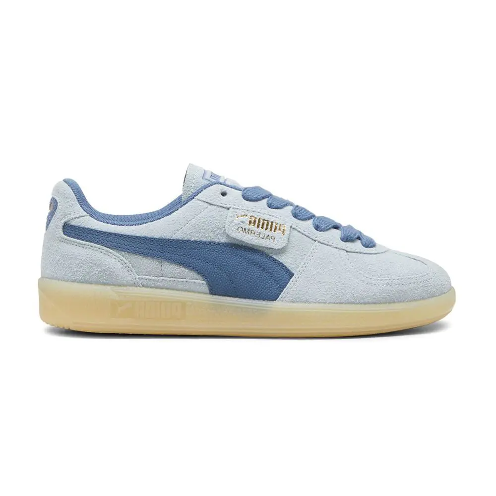 Puma Palermo Hairy Lace Up Mens Blue Sneakers Casual Shoes 39725103 - Blue