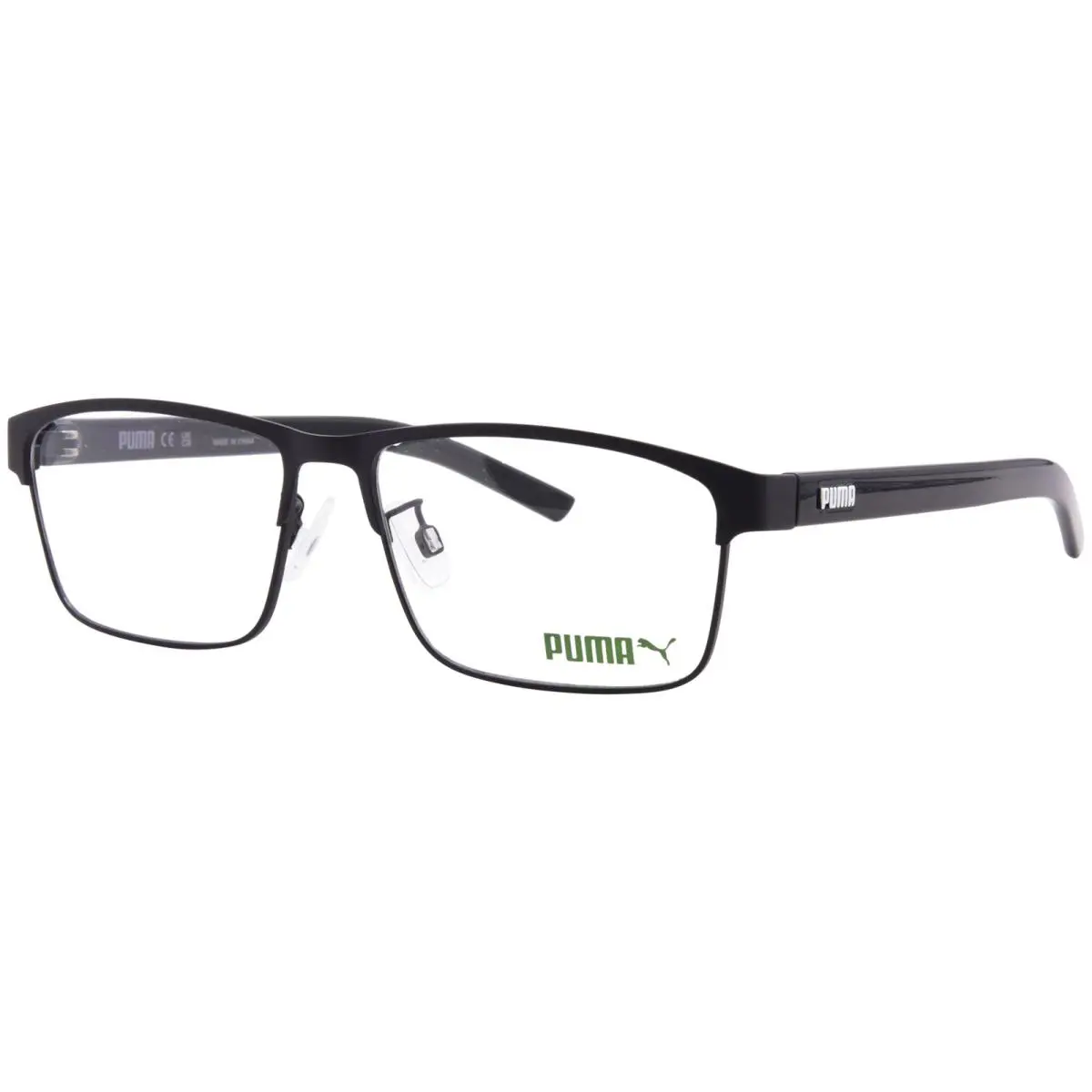 Puma PU0504OA 001 Eyeglasses Frame Black Full Rim Rectangle Shape 57mm