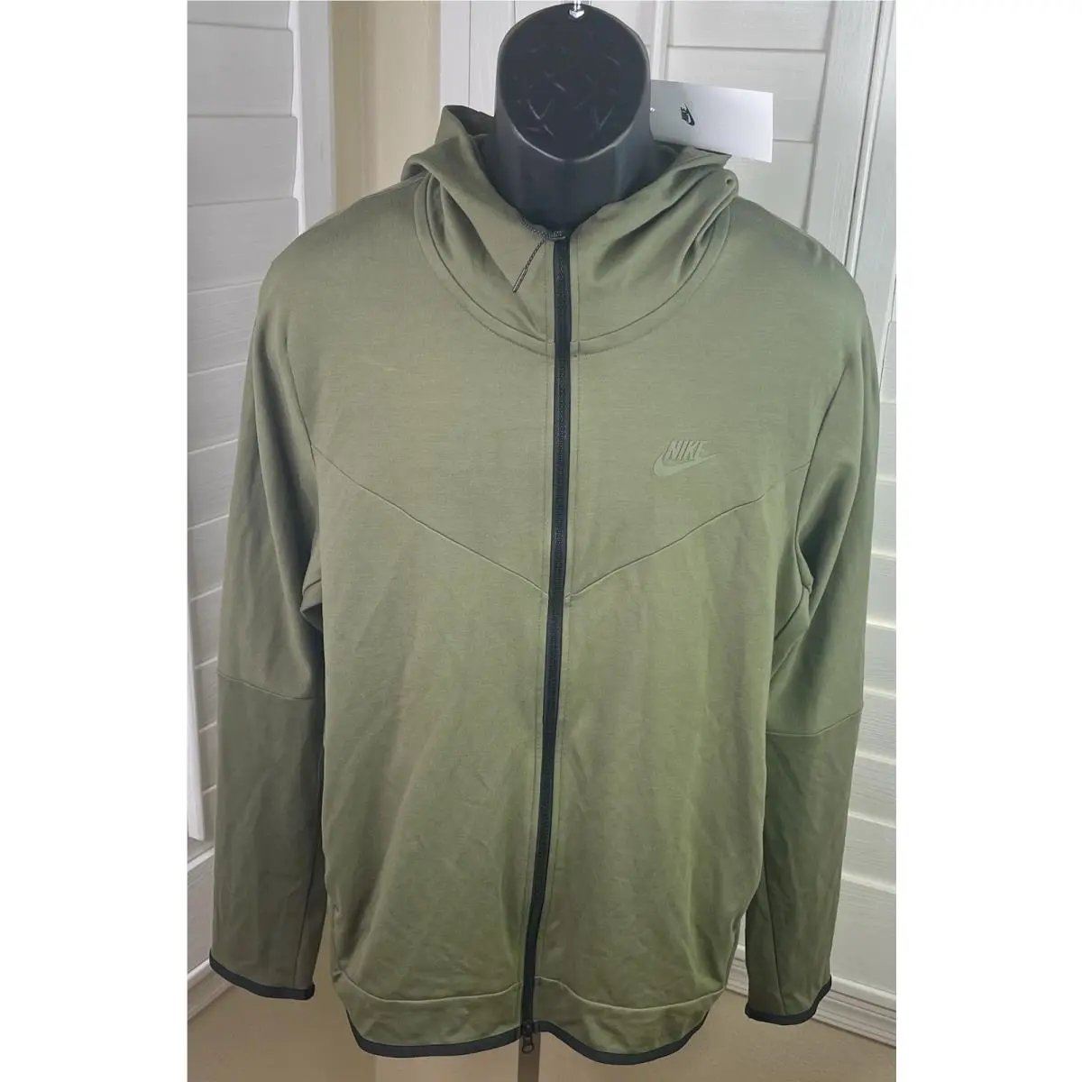 Nike Tech Fleece Lightweight Full-zip Olive Green Hoodie DX0822-222 Men L