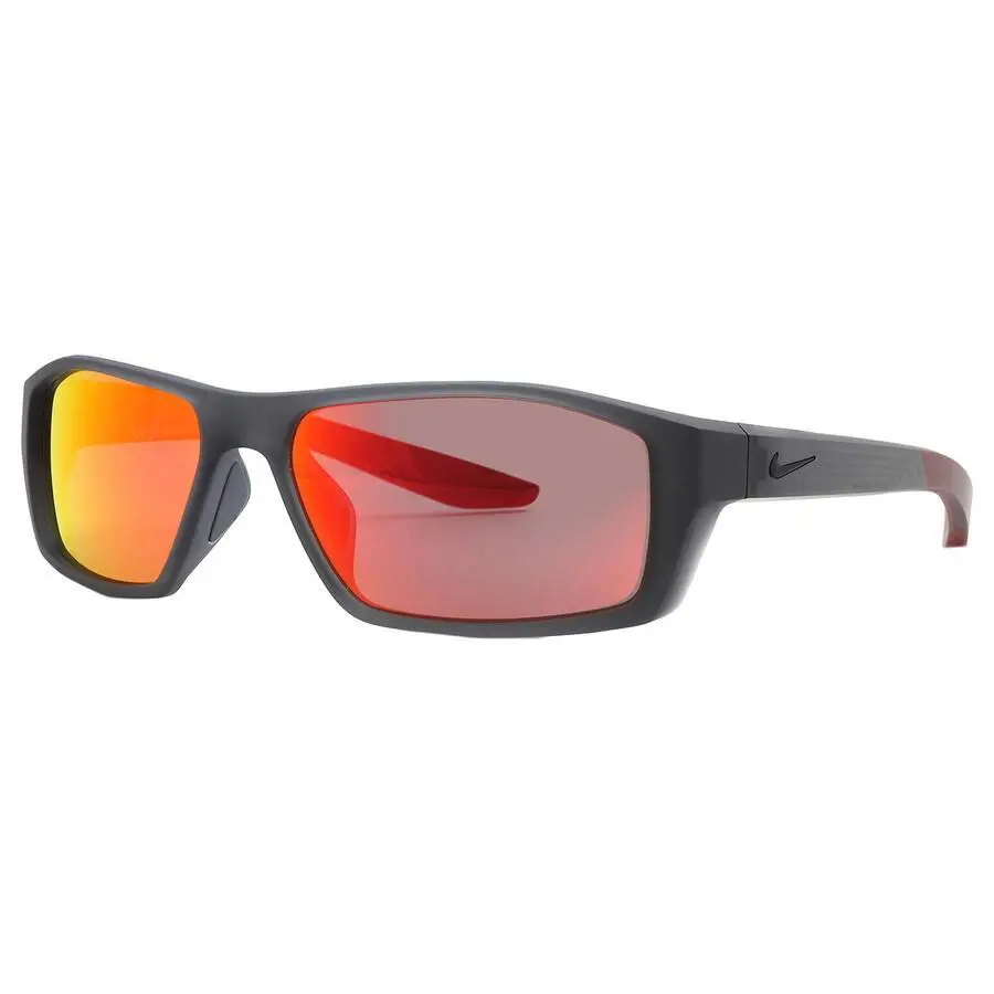 Nike CT8226-021 Brazen Shadow Matte Dark Grey Sunglass with Red Mirror Lens - Matte Dark Grey/Black, Frame: Gray, Lens: Red