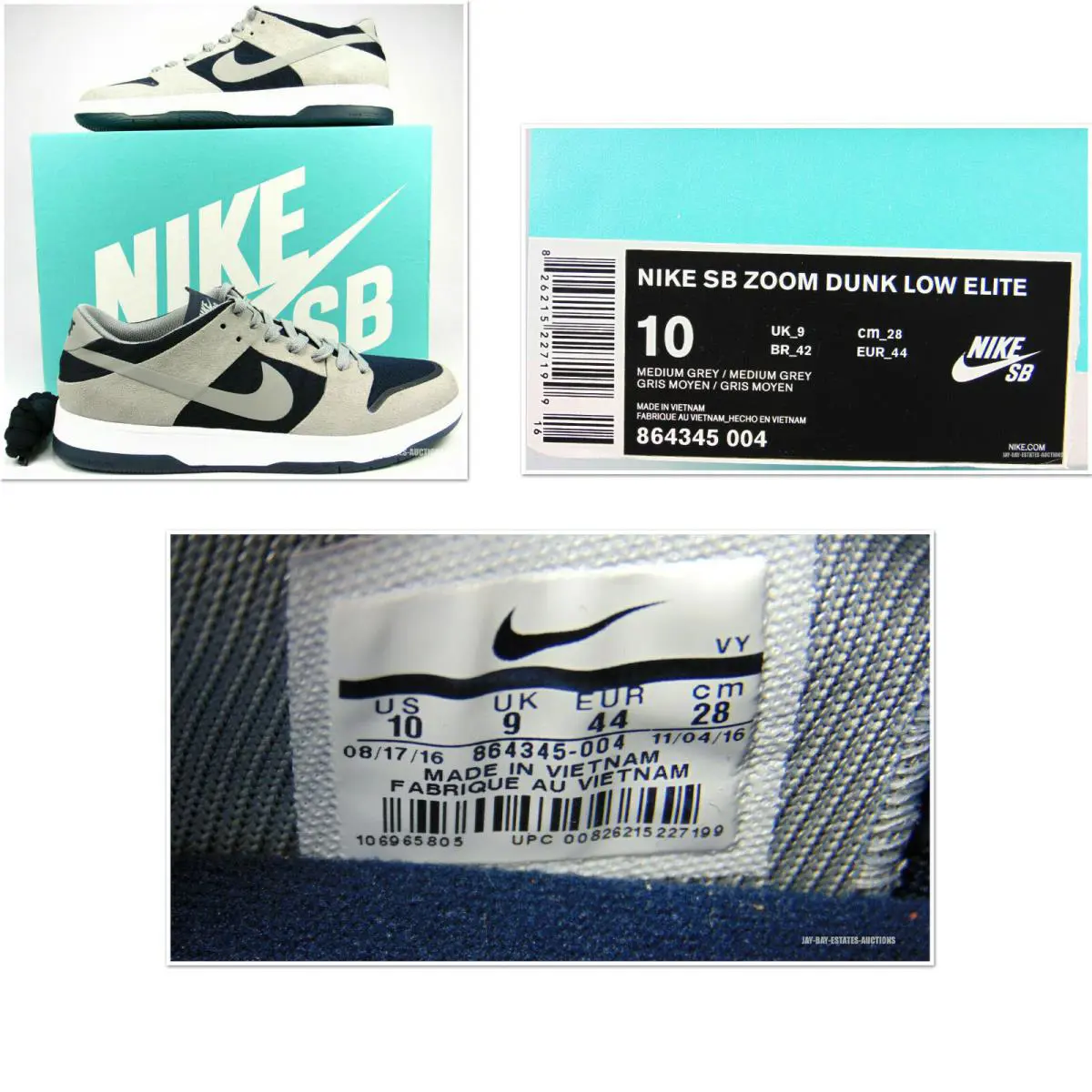Nike shoes - Nike Sb Dunk Low Elite - 864345-004 - Gray, Manufacturer: Medium Grey/Medium Grey-Dark Obsidian (UPC: 00826215227199) 9