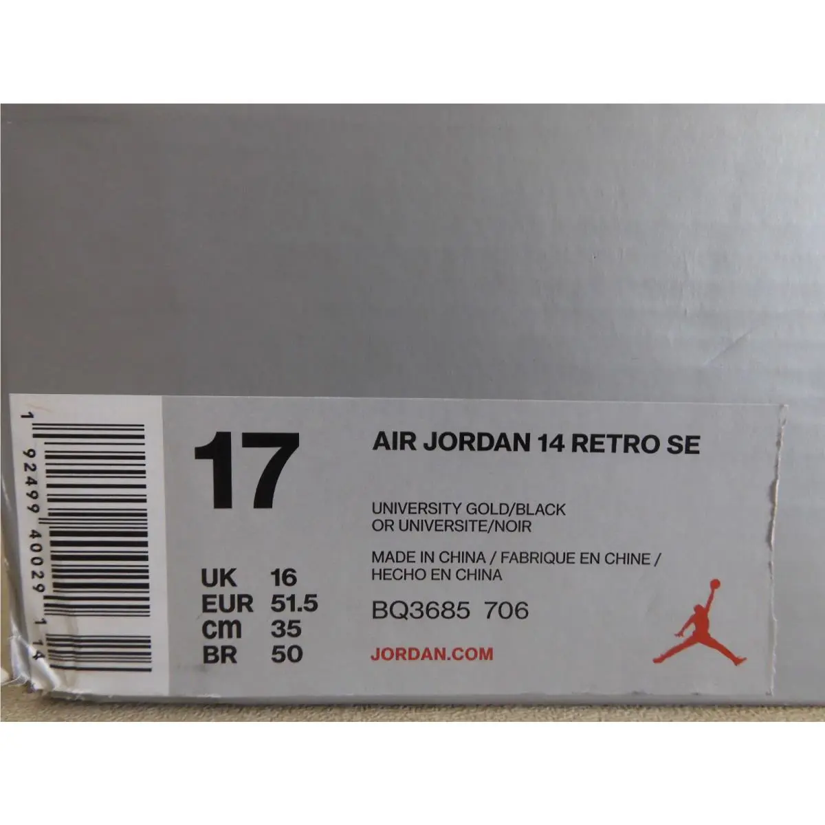 Nike shoes - Air Jordan 14 - Air - BQ3685-706 - Gold (UPC: 192499400291) 6