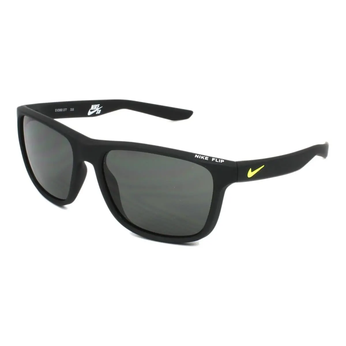 Kids Nike EV0990-077 Matte Black Flip Sunglasses with Grey Lenses 53/16/135 - Matte Black, Frame: Black, Lens: Gray