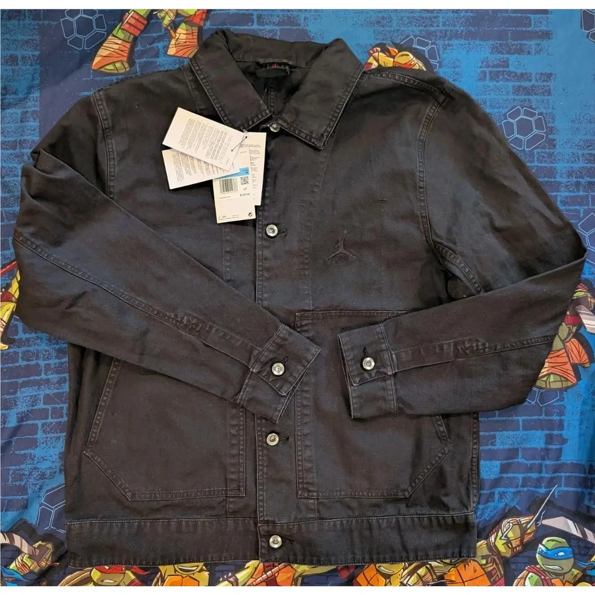 Nike Air Jordan Essentials Chicago Denim Jacket Mens Sz M FN4527 Black