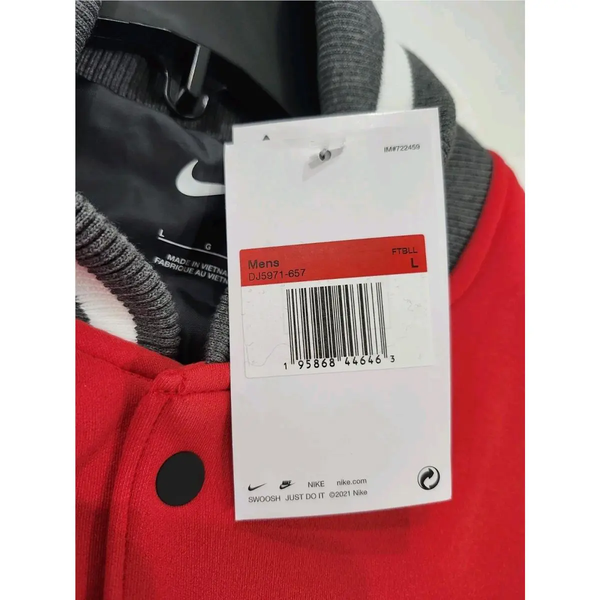 Nike clothing - Nike Team Letterman Jacket - Team Letterman Jacket - DJ5971-820 - Red/Gray 3