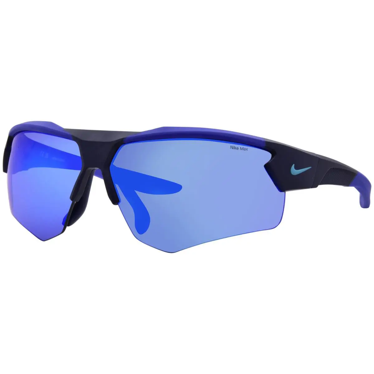 Nike Cloak-duo EV24036 410 Sunglasses Men`s Matte Obsidian/blue Mirror 71mm - Frame: Blue, Lens: Blue