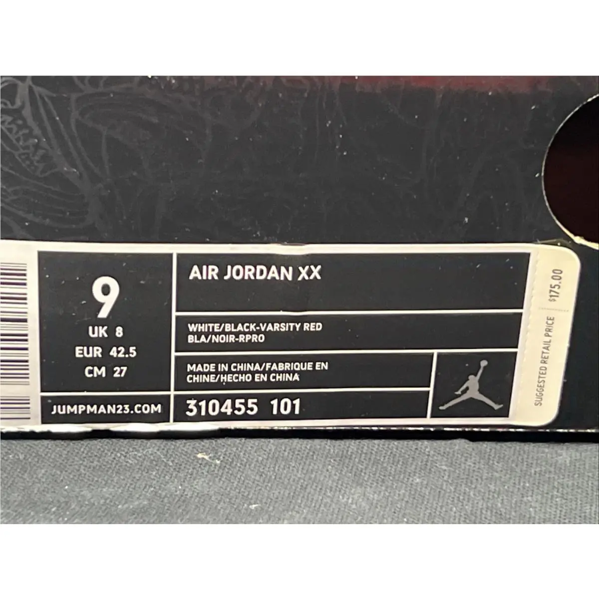 Nike shoes - Jordan 20 - 310455 101 - White/ Black- Varsity Red 8