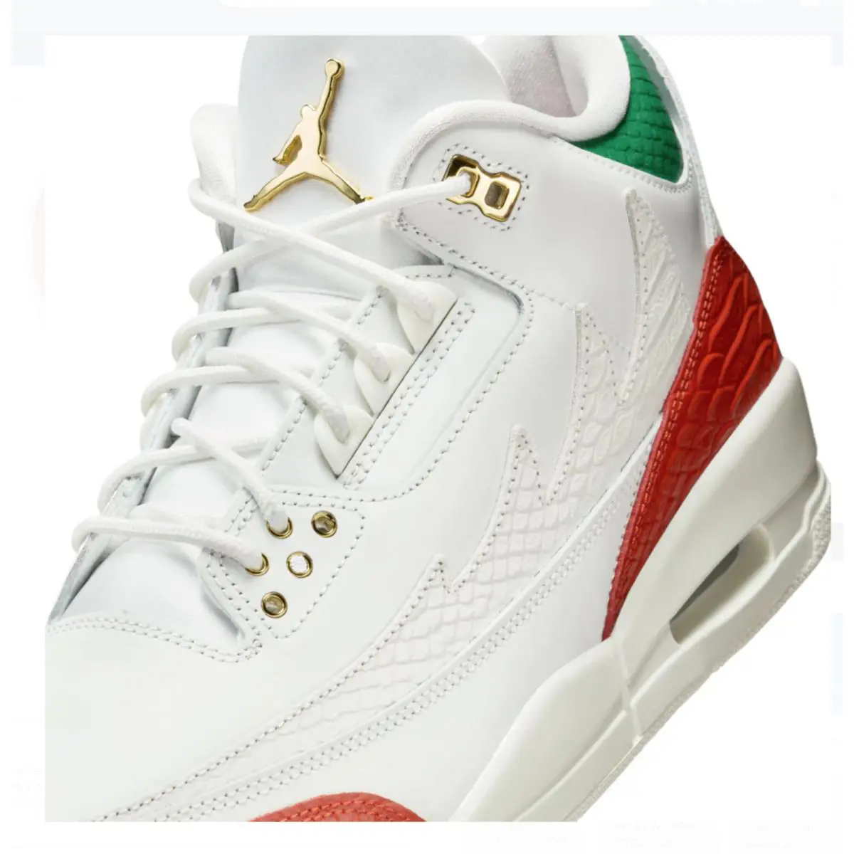 Nike shoes - Air Jordan 3 - Air - Summit White + Pine Green + Dragon Red + Metallic Gold 4