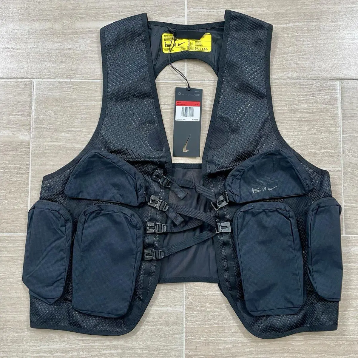 Men’s Size L/xl Nike Ispa Tech Tactical Running Mesh Vest Black Rare
