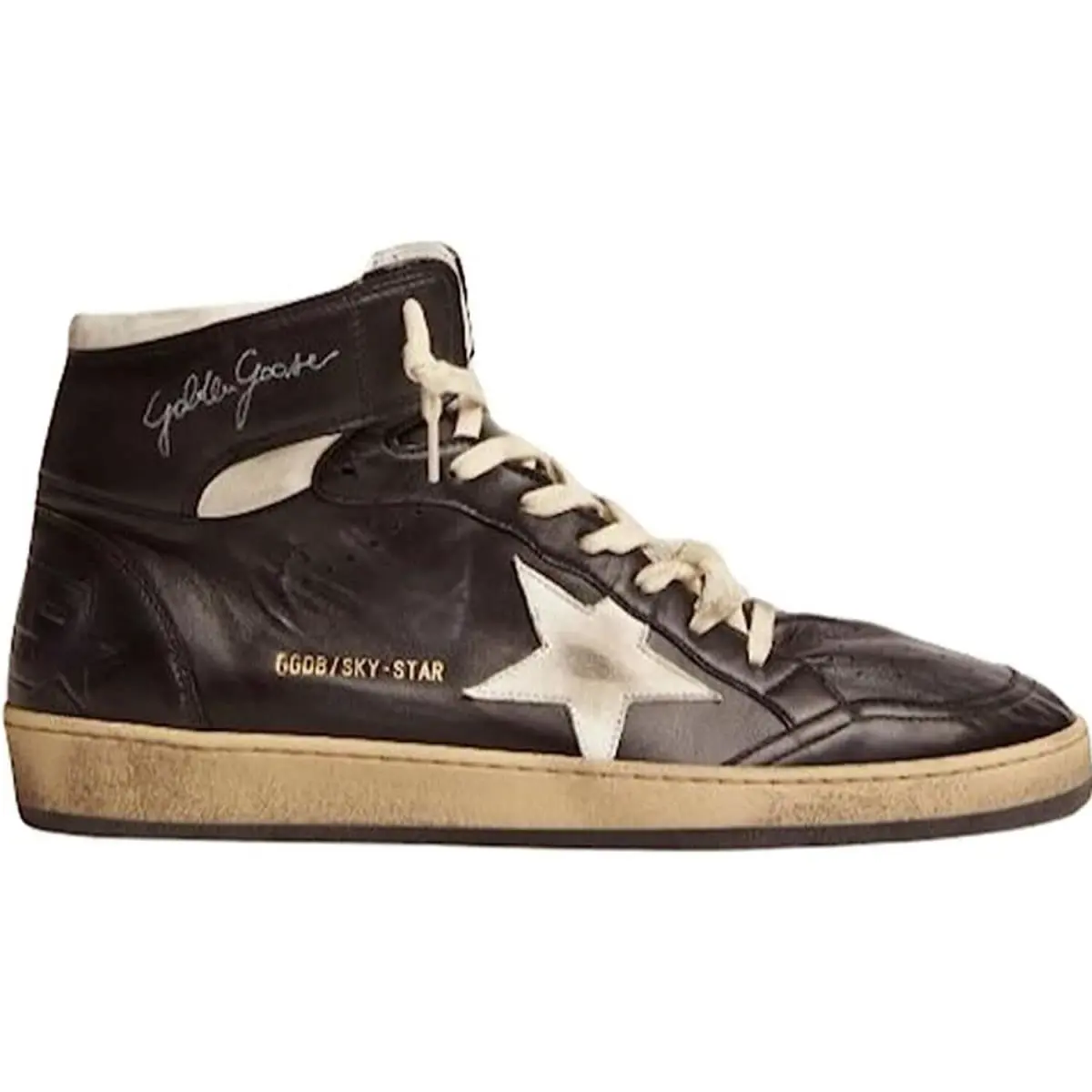 Golden Goose Sky Star Nappa Leather Upper and Star Mens Distressed Sneaker