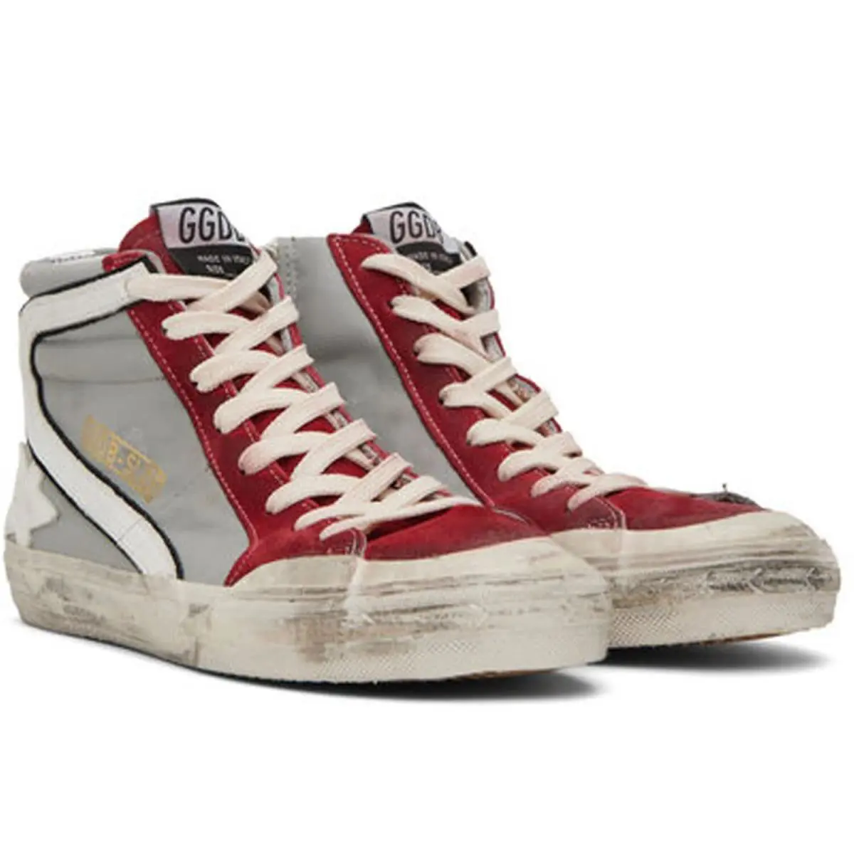 Golden Goose shoes - Golden Goose Slide - Slide - Grey, way: Grey/Dark Red/White/Silver 3