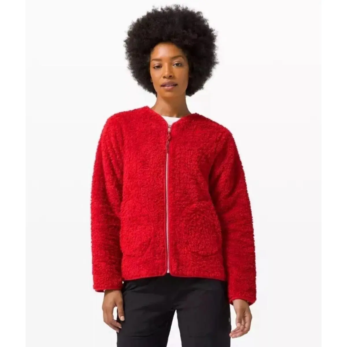 Lululemon Women’s Dark Red Fuzzy - Oh So Sherpa Full Zip Jacket Size 8