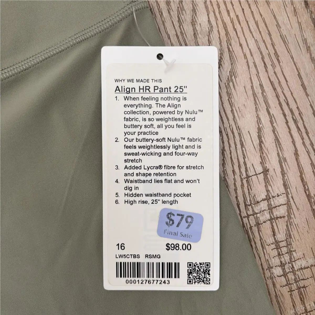 Lululemon clothing - Rosemary Green 1