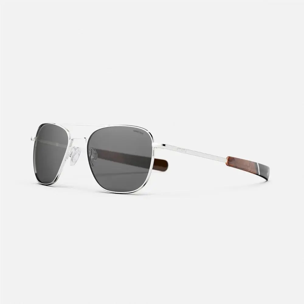 Randolph 58MM Aviator 23K White Gold American Gray - AF485 Polarized