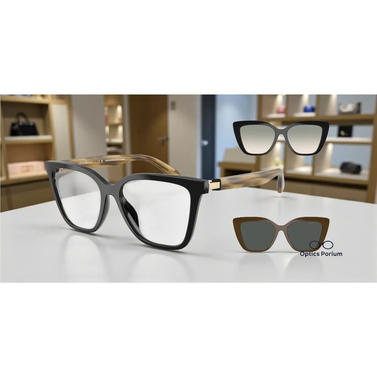 Emporio Armani EA4254U 62671W Shiny Black Clear 54 mm Women`s Sunglasses