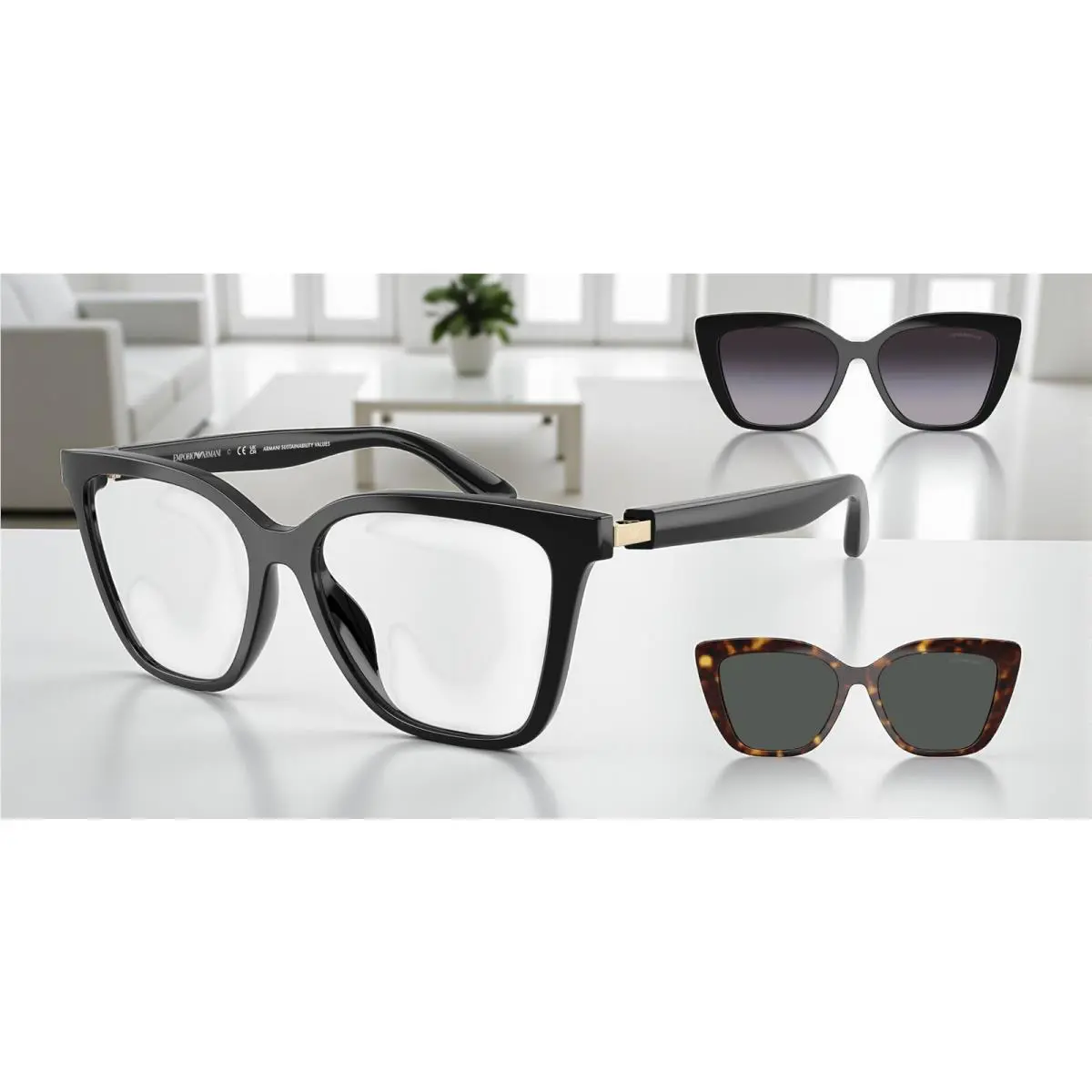 Emporio Armani EA4254U 50171W Shiny Black Clear 52 mm Women`s Sunglasses