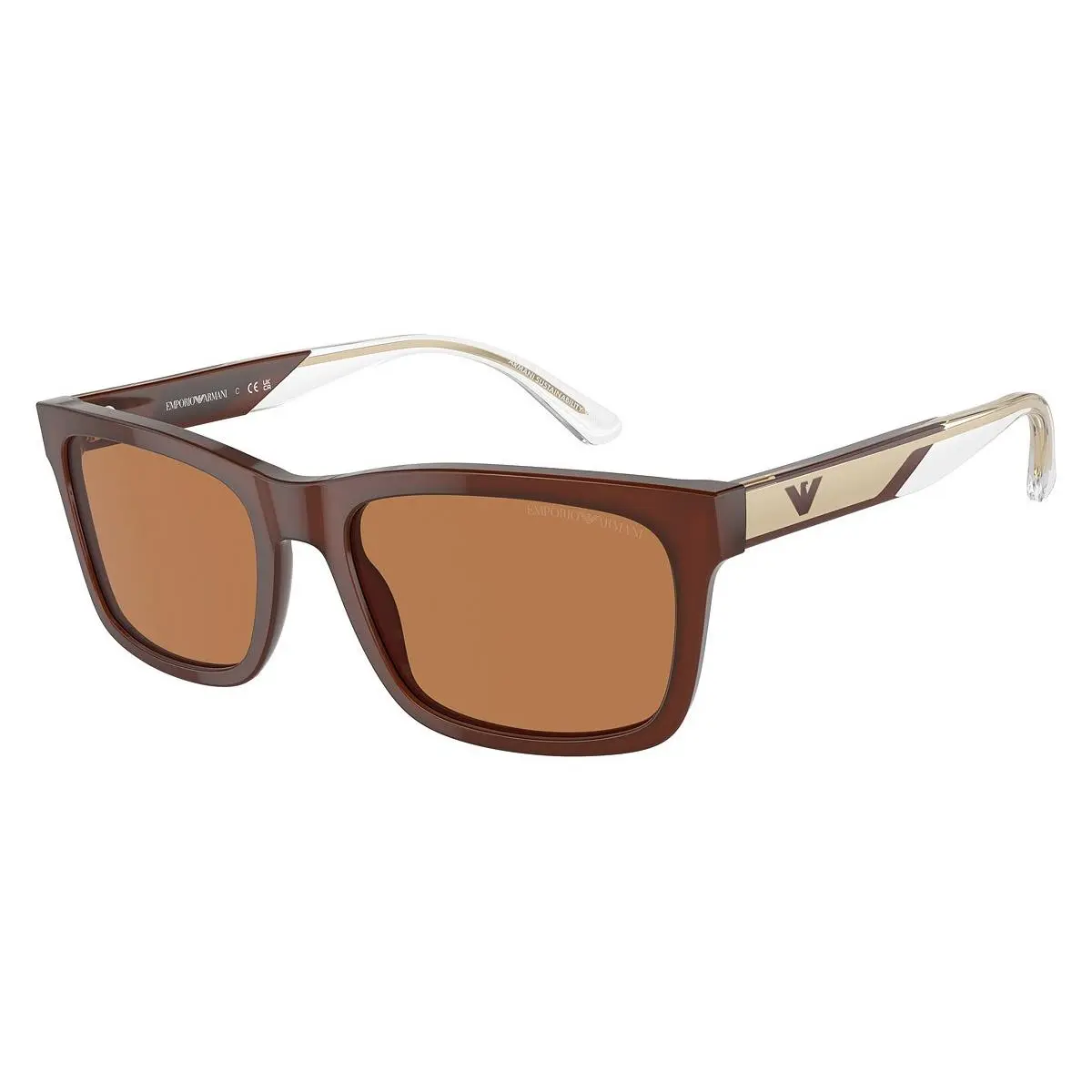 Man Sunglasses 0EA4224 609573 57mm Brown - Brown Lens by Emporio Armani