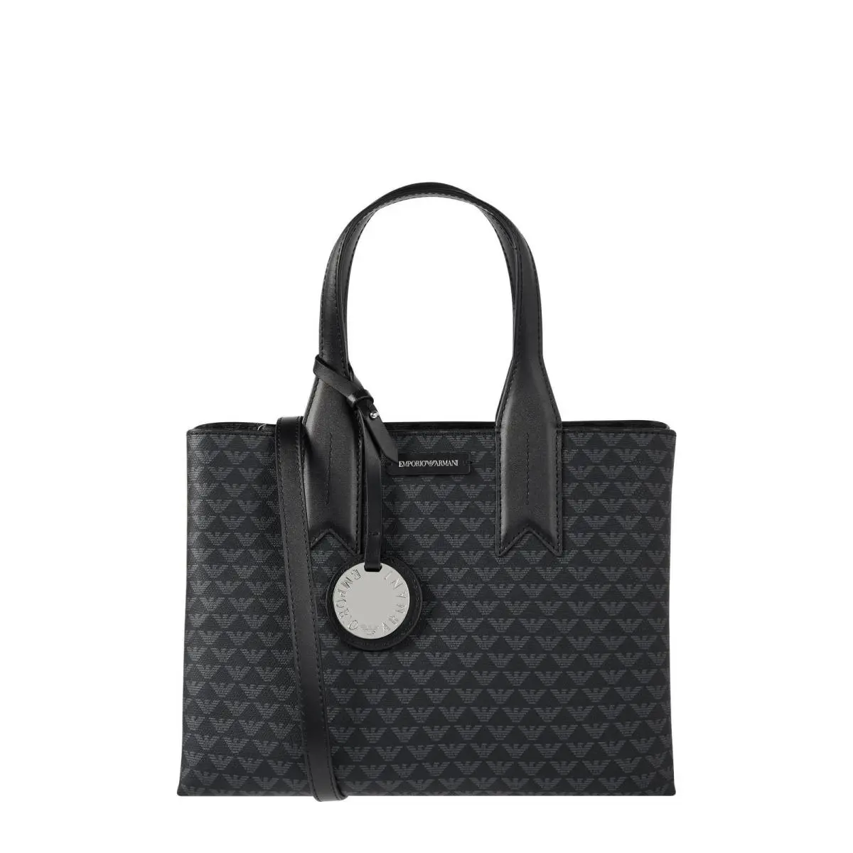 Emporio Armani Womens Bag Tote Shopper Logo Pattern Black