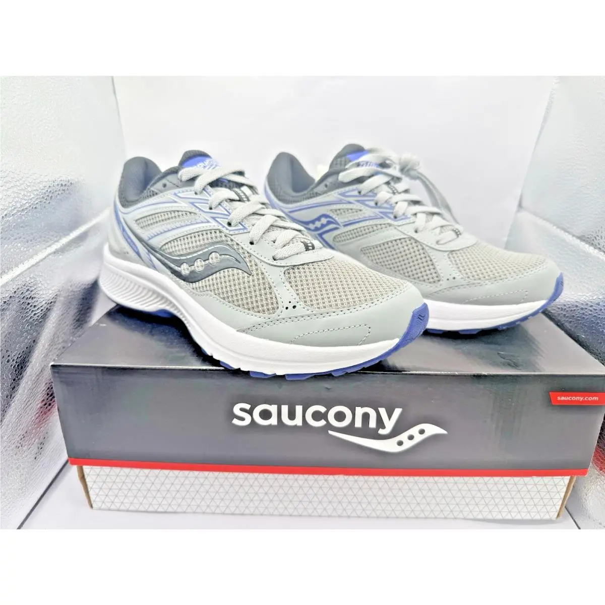 Saucony Cohesion 14 Athletic Running Sneakers Men Gray Black Low Top Size 7
