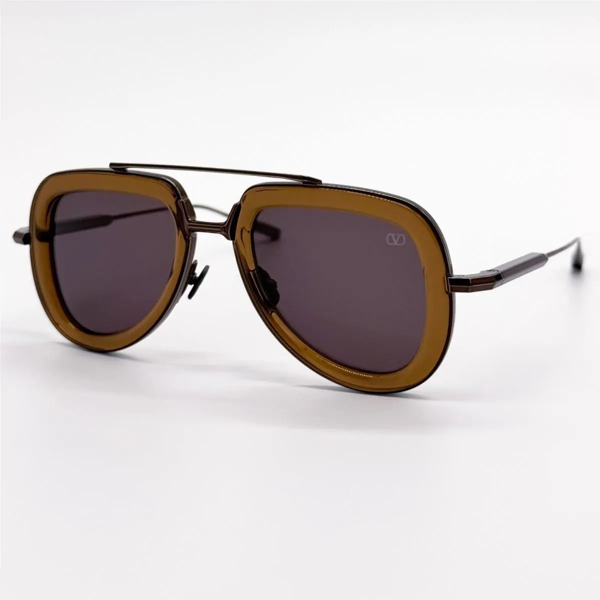 Valentino Sunglasses VLS-129D Brown Men Aviator Eyewear