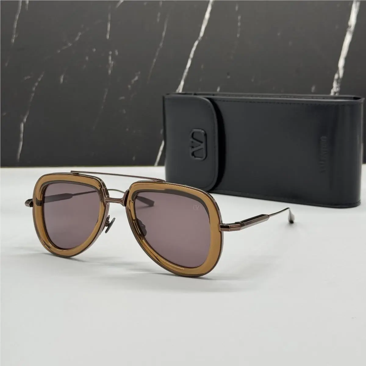VLS-129D Brown Aviator Sunglasses  by Valentino