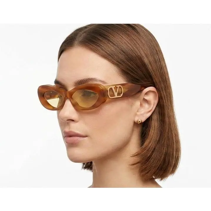 Valentino VLS-178C Sunglasses 57mm - Frame: HAVANA / GOLD, Lens: AMBER