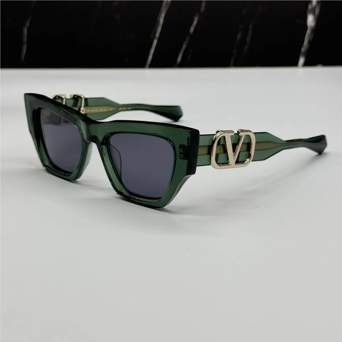 Valentino VLS-166D Green Grey Cat Eye Sunglasses Valentino