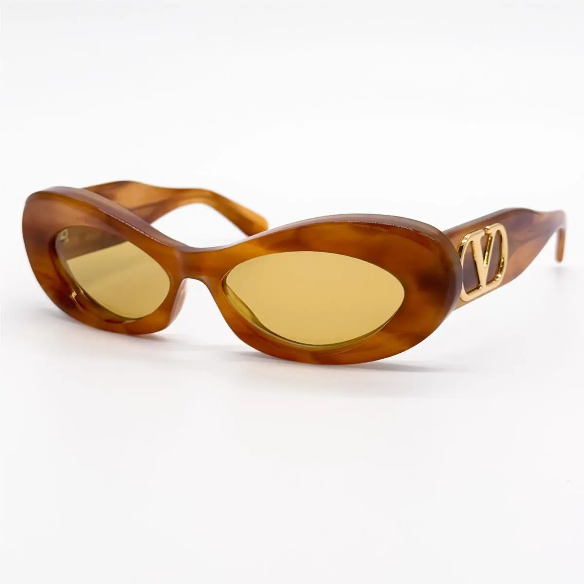 Valentino Sunglasses VLS-178C Havana Orange Oval Women Eyewear