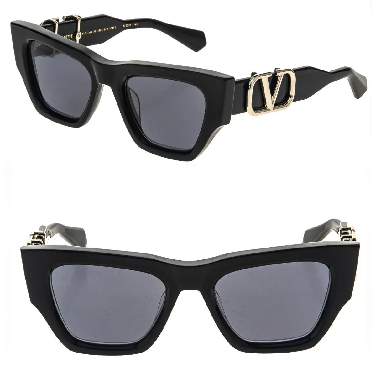 Valentino VLS-166A Grey Black Cat Eye Sunglasses Valentino